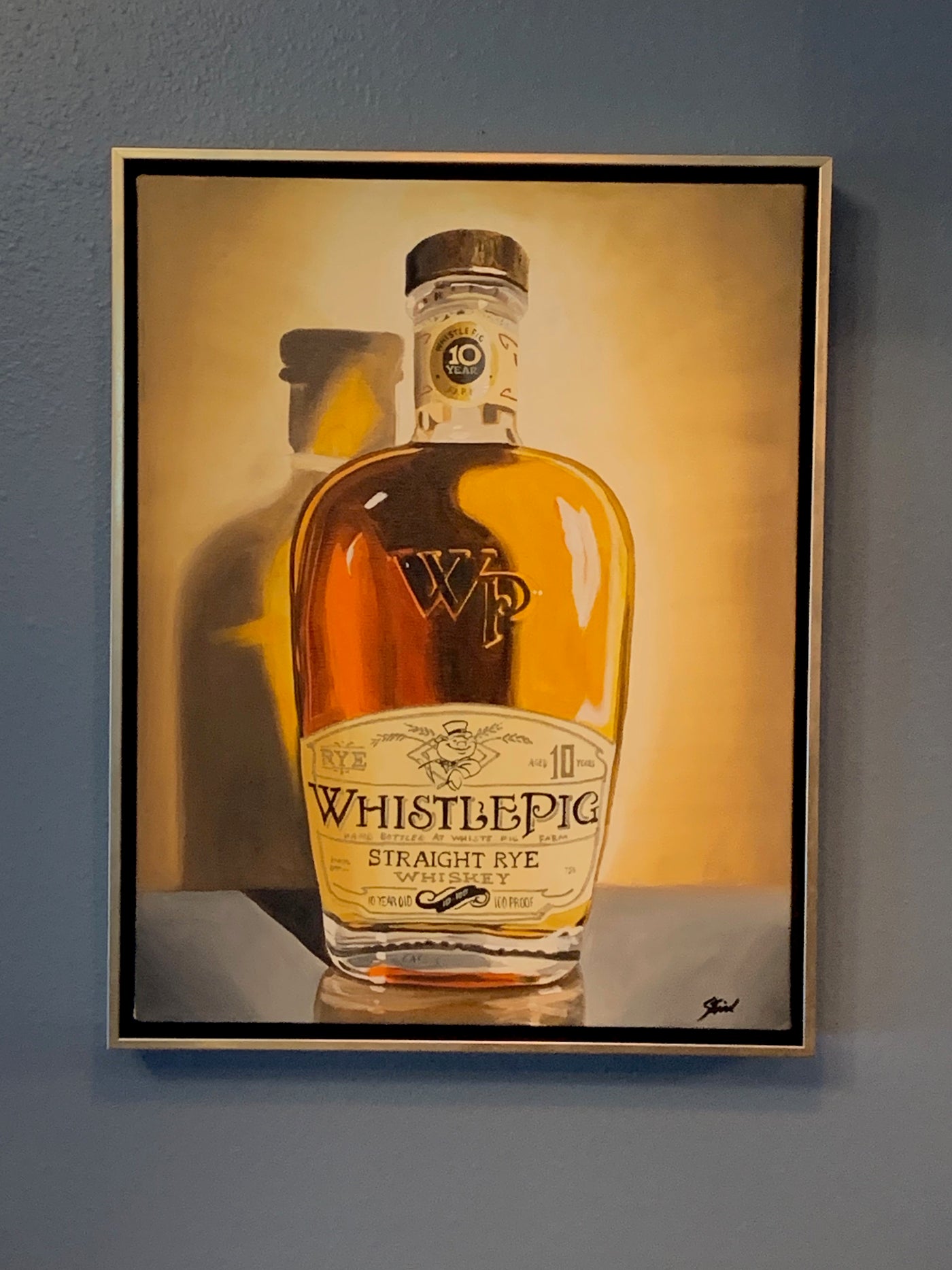 whistle pig whistlepig bottle bourbon rye whiskey Oil Painting by Peterstridart peter strid stridart