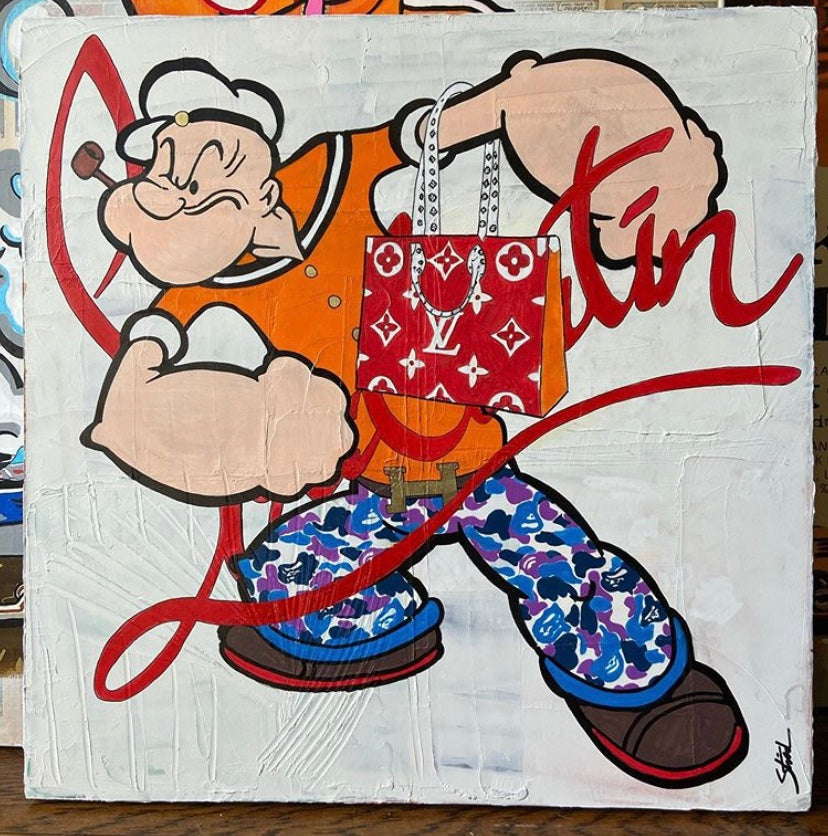 Popeye louis viutton babe louboutins popart Oil Painting by Peterstridart peter strid stridart