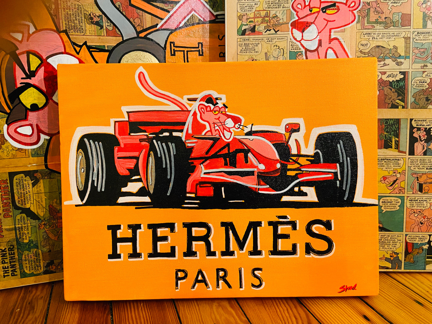Pink Panther In Hermés Formula One by PeterStridArt